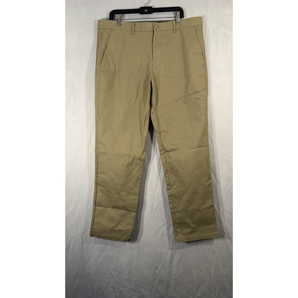 gap straight fit Chino Pants Flat Front Beige True Size 38x32 Cotton Preppy